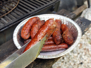 grilled sausage and hotdogs
