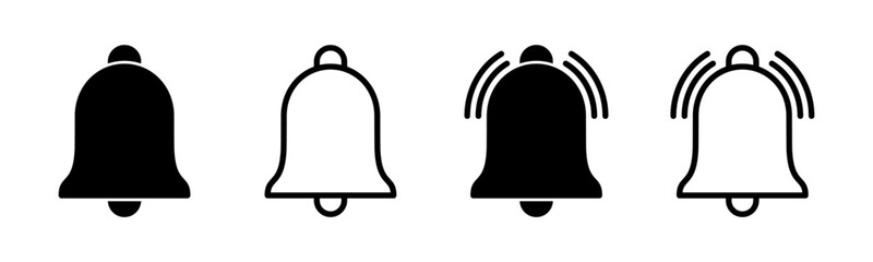 Bell Icon set illustration. Notification sign and symbol for web site design