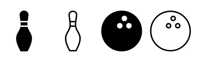 Bowling icon set illustration. bowling ball and pin sign and symbol.