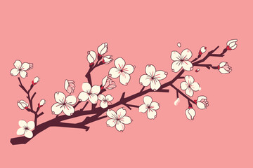 Obraz na płótnie Canvas Doodle inspired Cherry blossom nature, cartoon sticker, sketch, vector, Illustration