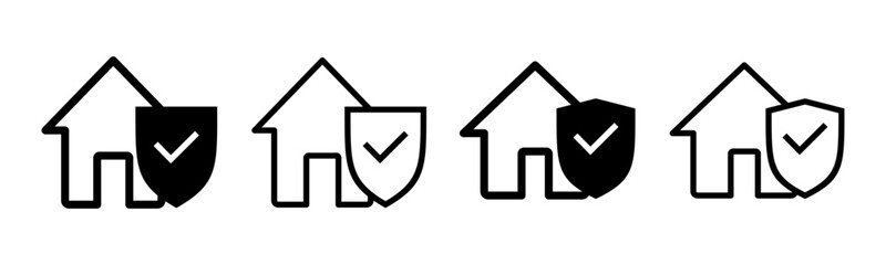 home insurance icon set illustration. home protection sign and symbol