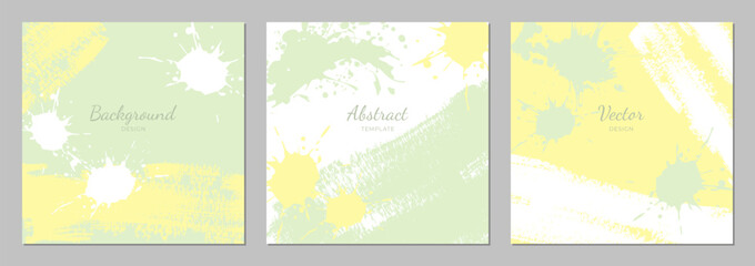 Set of abstract templates background with blots, breezes and brush strokes in neutral.