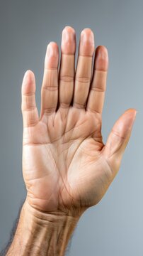 A man holding his hand with SIX fingers up in the air. Generative AI image.