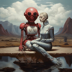 Sci-fi woman on an alien planet