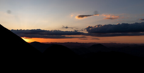 Mountain valley during orange sunset - Beautiful sunset in the mountains in the north of the state of Rio de Janeiro, beautiful view from the mountain