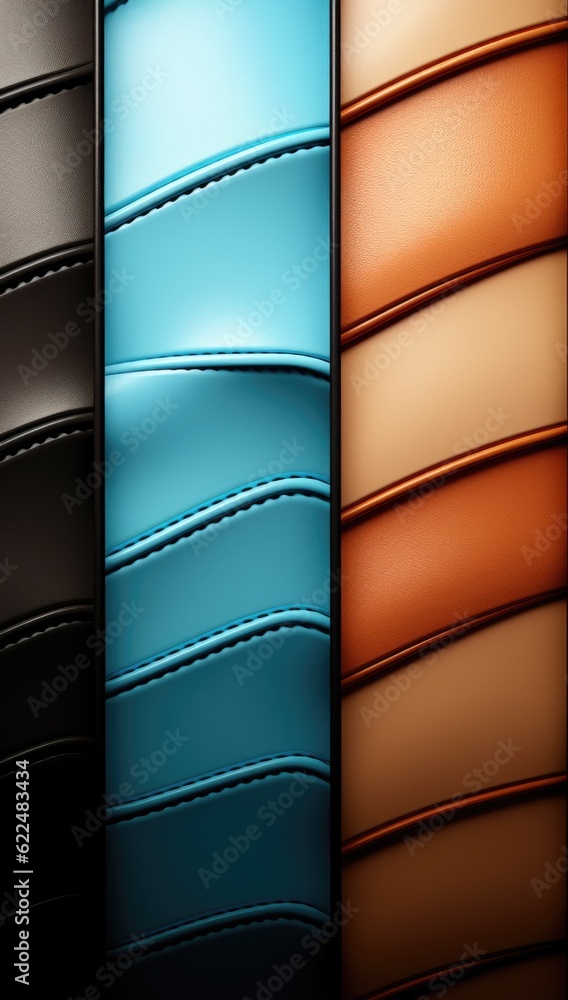 Poster A set of four different colored leathers. Generative AI image.