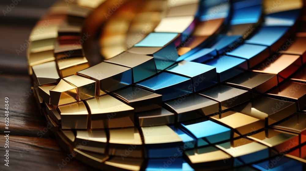 Aufkleber a close up of a circular mirror on a table. generative ai image.