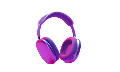 Wireless headphones, 3d render. Pink headphones. Smartphone devices