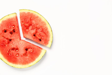 Pieces of fresh watermelon on white background