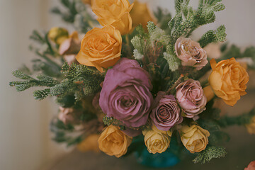 a bouquet of yellow and pink flowers.
Generative AI