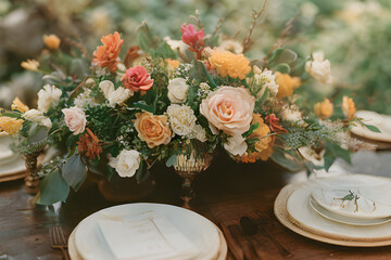 Beautiful flower decorations on the table.
Generative AI