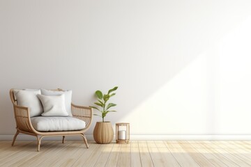 Fototapeta na wymiar Minimalistic Modern White Wooden Interior Mock-Up. Generative AI illustration.