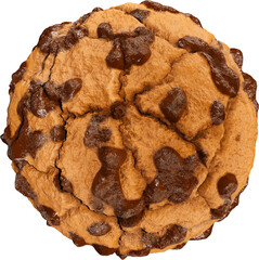 Cookies with pieces of chocolate, top view. Oatmeal cookies with chocolate chips, 3d render....