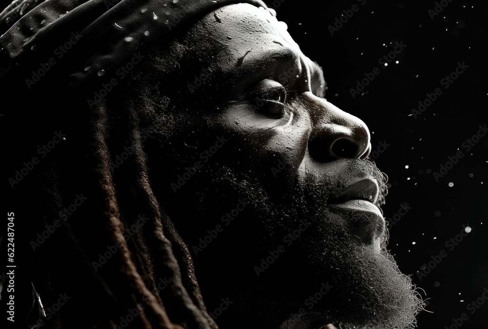 Poster a close up of a person with dreads. generative ai image.