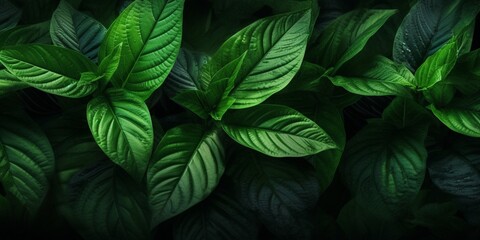 Darkness green leaf pattern dramatic background. AI Generated,