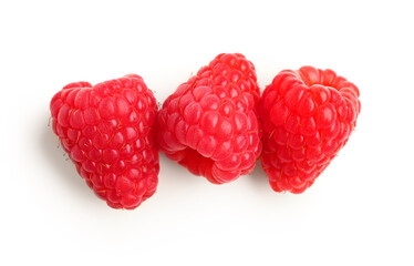 Fresh raspberries on white background