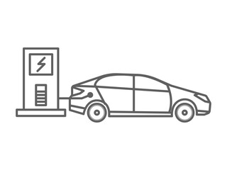 icon illustration of an electric car charging