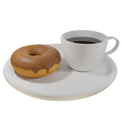 3D coffee and donuts