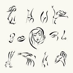 silhouette of woman for plastic surgery, beauty or fashion industry