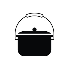 Camping food fire pot icon design. isolated on white background. vector illustration