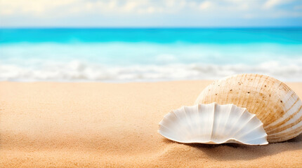 Fototapeta na wymiar summer sandy and wavy beach background