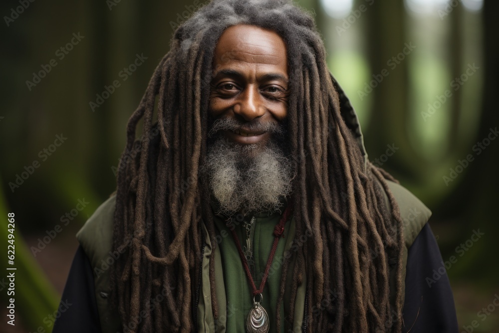 Aufkleber a man with long dreads and a beard. generative ai image.