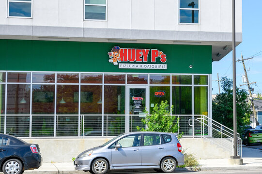 Front Of Huey P's Pizzeria And Daiquiris Restaurant On Tulane Avenue In Mid City On July 8, 2023 In New Orleans, LA, USA