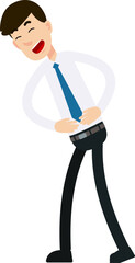 Man Blue Tie Happy Laughing Holding Stomach Gesture