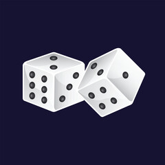 Dice icon. Dice icon isolated on black background. Vector illustration