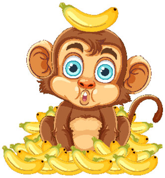 Monkey with banana on their head