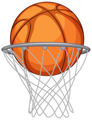 Fototapeta na wymiar A Basketball Ball in a Hoop