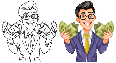 Youth business man holding money
