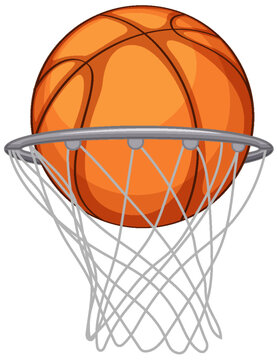 A Basketball Ball in a Hoop
