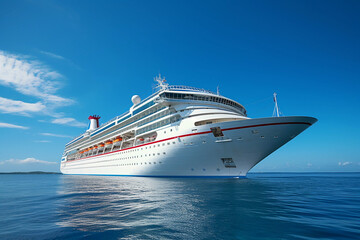 Fototapeta na wymiar Cruise ship on the sea with blue sky illustration
