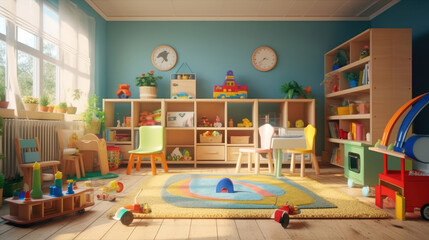 Interior of Fun Kindergarten playroom