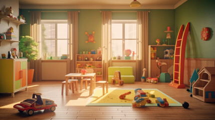 Interior of Fun Kindergarten playroom
