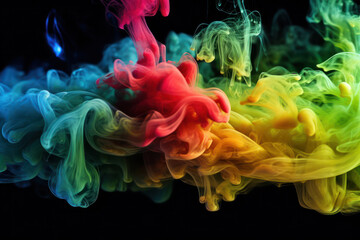 Fototapeta premium Rainbow smoke on black background 