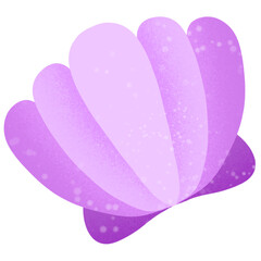 Cartoon cute purple scallop, drawn with watercolor, used as an illustration.