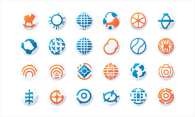 Globe web icons inline in various styles and vector white background