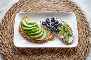 Avocado Toast and Blueberry Kiwi Toast