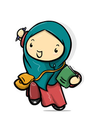 hijab girl holding book