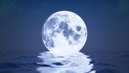 Moon Floating in the Ocean