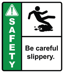 be careful slippery.,oily surface.,Safety sign