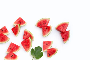 Watermelon slices on white background.