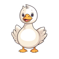 Cute Goose Cartoon Character: Perfect for Children's Farm-themed Designs and Nature-inspired Creations