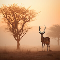 deer in the sunset
