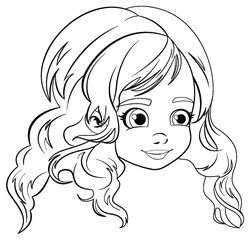 Girl head cartoon isolated