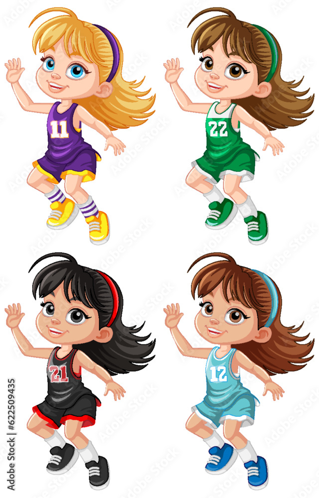 Wall mural Female basketball player cartoon character