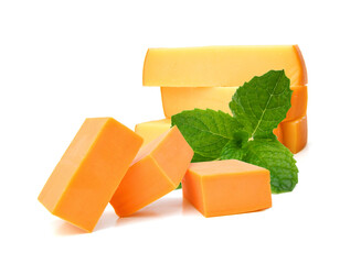 Piece of cheese isolated on a white background