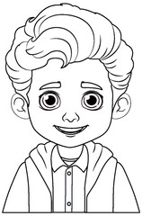 A Boy Outline for Colouring